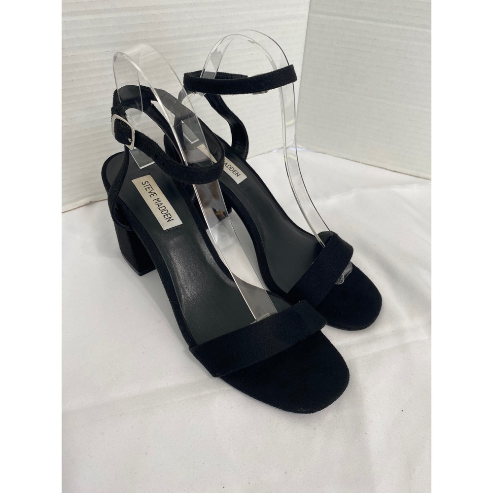 Steve Madden Glamorous Sandals Womens 9 Black Excellent Block Heel GLAM03S1